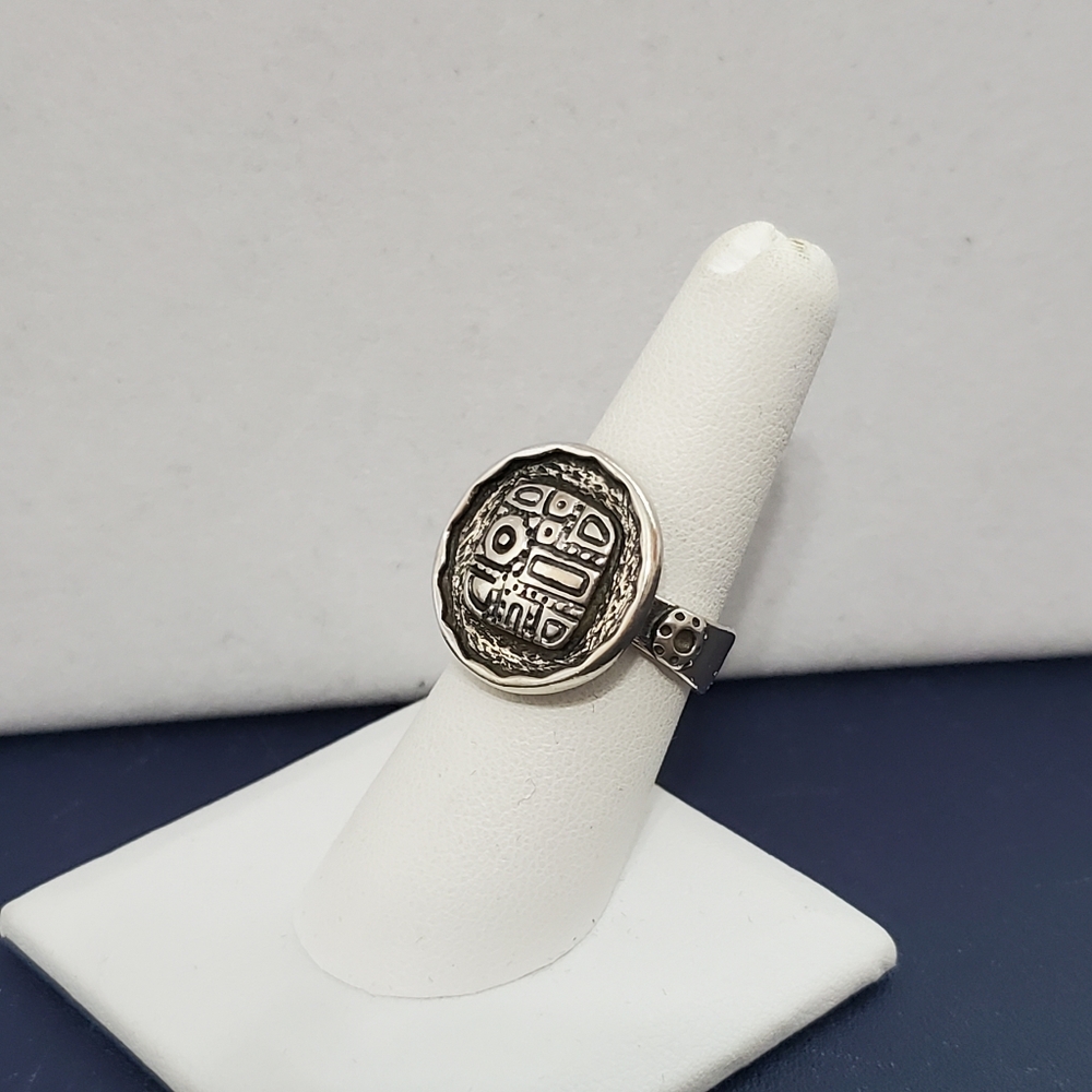 Silpada Aztec Mosaic Oxidized Sterling Silver Ring Approx.  Size 7 - Picture 5 of 15